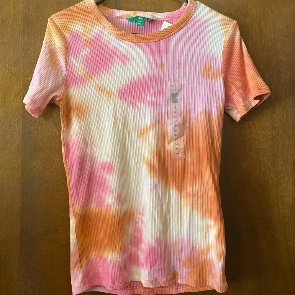 NWT Tie Dye Top in Orange, Pink, and White